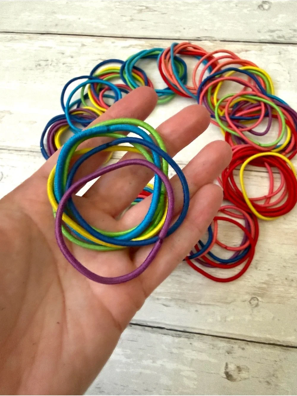 50ct Rainbow Hair Ties Elastics Brand NEW Just Opened Girls Lot Bundle